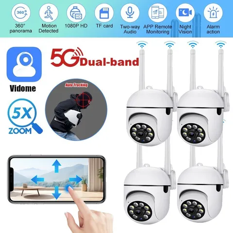 4 Pack Wireless 5G WiFi 1080P Security Camera System Smart Outdoor Night Vision