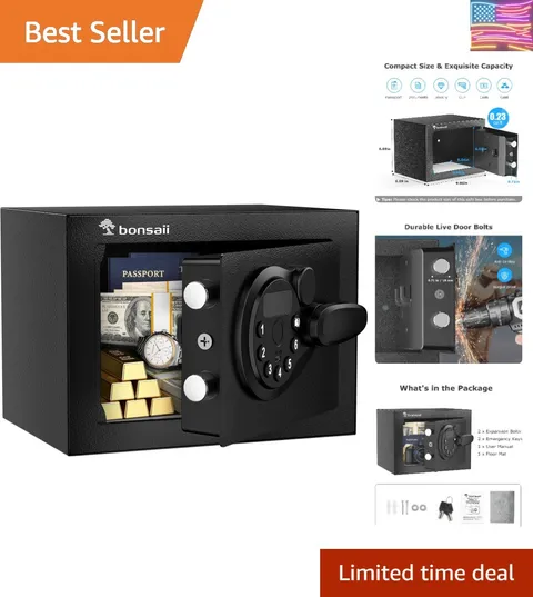 Safe Box with Electronic Keypad, Steel Security Lock Box with Key, 0.23 Cubic...