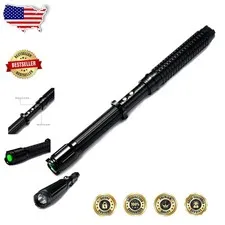 All-in-One Black Metal Stun Gun 18.9" - 80M Volts, LED Flashlight, Self-Defense