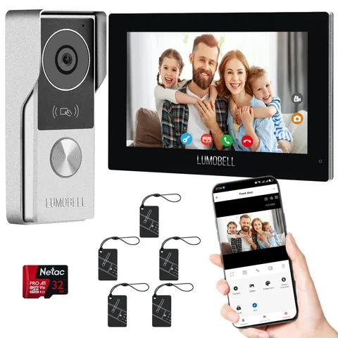 Wired Video Doorbell Camera with Indoor Monitor, Video Intercom System, 7" Touch