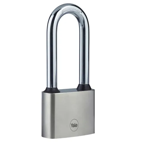 Yale - Y112/50/165/1 Iron Disc Padlock 50mm - Nickel Plated - Hardened Steel Lon