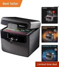 Ultra-Secure Fireproof Waterproof Safe with Key Lock - Ideal for Home Essentials