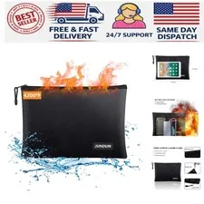 Fireproof Waterproof Document Bag 14.2"x10" - Aluminum Foil Lined Security Pouch