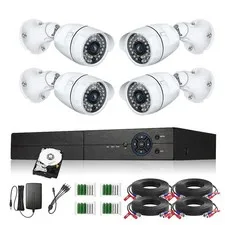 4 Channel Security Camera System 1080P DVR and 4pcs HD Weatherproof Cameras, ...