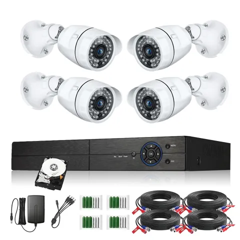 4 Channel Security Camera System 1080P DVR and 4pcs HD Weatherproof Cameras, ...