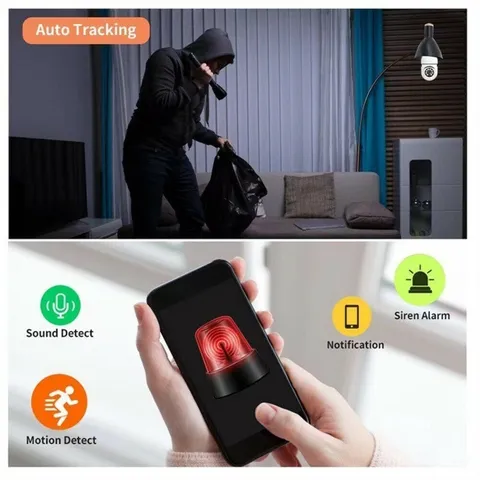 1080P E27 WiFi Security Camera Light Bulb, Wireless Smart Home Surveillance Came