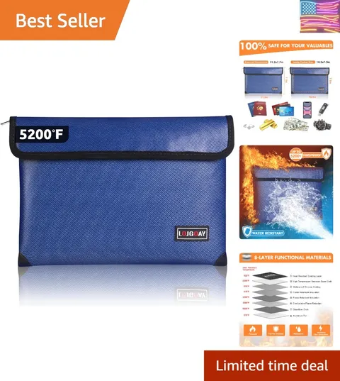 Fireproof Document Bag - with 5200°F Heat Insulated, Waterproof Fireproof Bag...