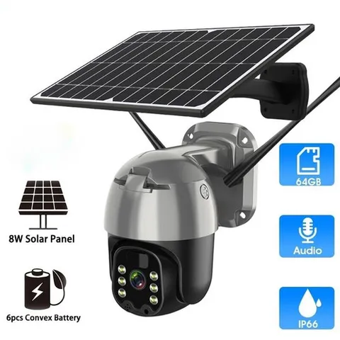 WiFi 1080P CCTV Surveillance PTZ Waterproof 4G Solar Camera SIM Card Color Night