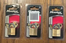 Master Lock 130D Padlock 1-3/16" Solid Brass Set of 3 New