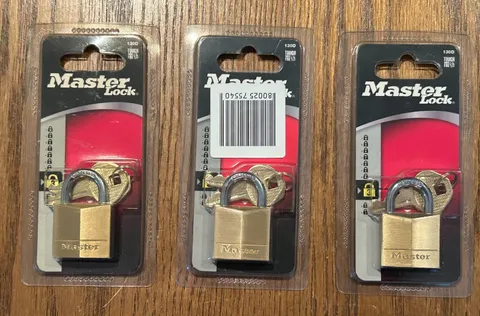 Master Lock 130D Padlock 1-3/16" Solid Brass Set of 3 New