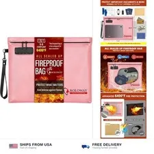 ROLOWAY Fireproof Document Bag (14.5 x 11.5 inch), 6400℉ Fireproof Money Bag ...