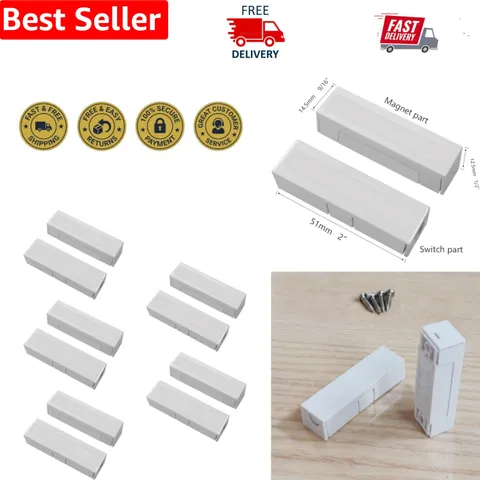 Compact NC Magnetic Contacts for Door Security - 5 Pack with Concealed Hardware