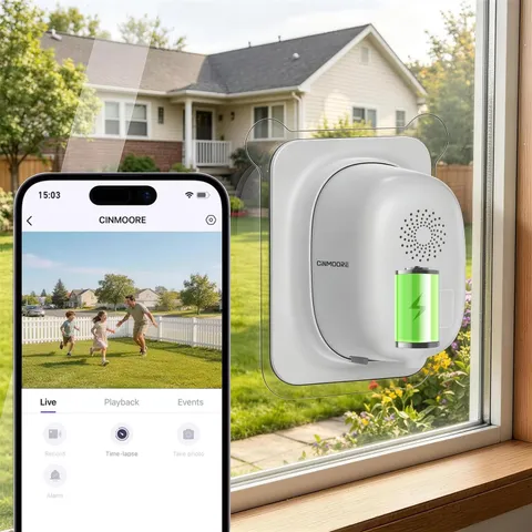 2.5K Window Security Camera, No Drill Anti-Glare, Free AI Human/Vehicle/Pet Dete