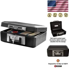 Compact Fireproof Safe with Key Security - Protect Your Valuables (0.25 Cu Ft)