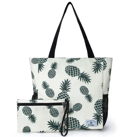 ETidy Large Capacity Foldable Tote Bag With Zipper Water-resistant SandproofW...