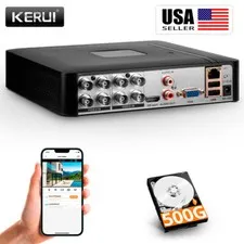 H.265+ 4CH 8 Channel 1080p DVR Recorder 500GB for CCTV Security Camera System