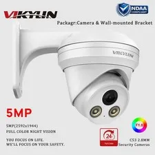VIKYLIN 5MP Full Color Night Vision IP Camera All Metal Wall-mounted Bracket POE