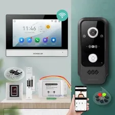 HOMSECUR 7" 4 Wire WIFI Video Doorbell Intercom External Memory Motion Detection