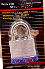LOCK 40 mm 1-1/2" Padlock - 2 keys short shank padlocks 1" shank