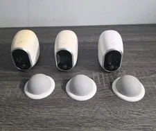 Lot of 3 NETGEAR Arlo Wire-Free HD Security Cameras (VMC3030) + 3 Magnetic Mount