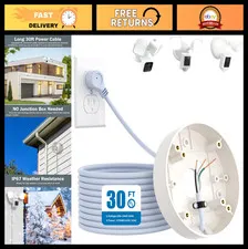 Weatherproof Power Cable Mount for Floodlight Cameras - 30ft/9m, Easy Install