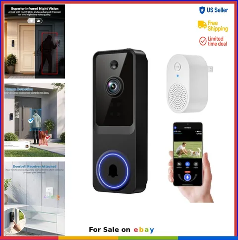 Video Doorbell Camera 1080p Wireless Wi-Fi Smart Human Detection Night Vision