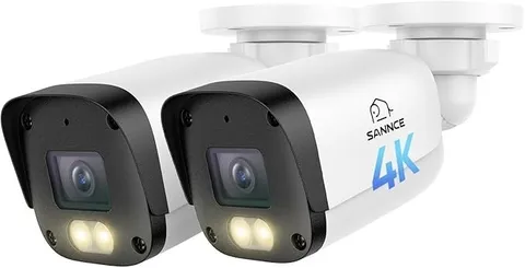 SANNCE 4K PoE Security Camera - AI Detection, Color & IR Night Vision (2 Pack)