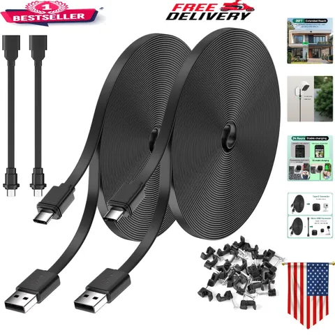 25FT Extension Power Cable 2Pack for Blink Outdoor, Mini, and XT Series Cameras