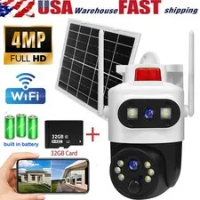Solar Security 4MP Dual Lens Camera Outdoor Home Wifi IP Cam PTZ CCTV Wireless