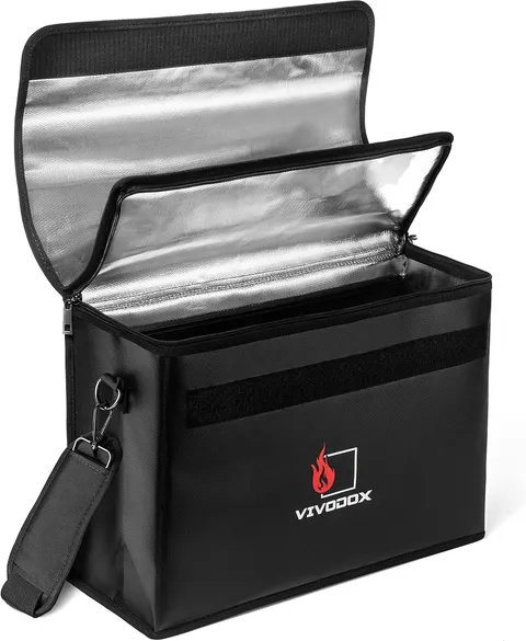 Fireproof Document Bag - Large (17" X 12" X 6") Fireproof Waterproof Storage for