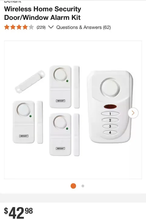 Defiant Wireless Home Security Door & Window Alarm Kit 3 Sensors White New