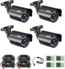 ZOSI Used 4PK 1080P TVI Day Night 24 IR Leds Outdoor CCTV Bullet Security Camera