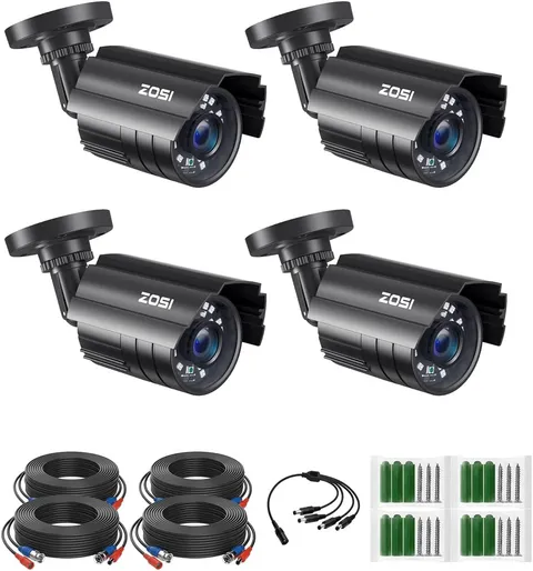 ZOSI Used 4PK 1080P TVI Day Night 24 IR Leds Outdoor CCTV Bullet Security Camera