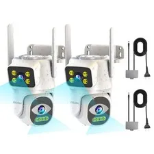 Dual Lens Cameras for Home Security,2.4G/5G PTZ Outdoor Plug-in Camera,Motion...