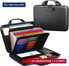 Fireproof Document Organizer with Lock, Rigid EVA File Box with 13-Pocket Accord