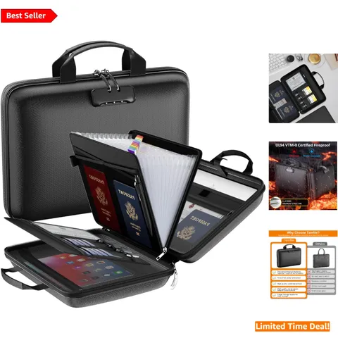 Large Capacity Fireproof File Organizer with Lock - Perfect for Important Docs