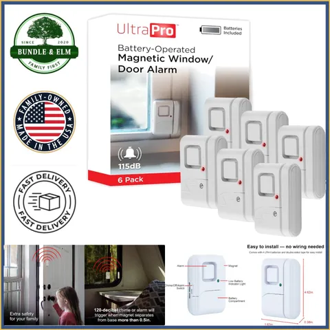 Reliable Security Alarms for Windows and Doors, 6 Pack with Chime Functionality