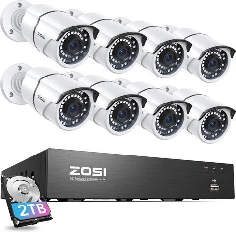4K Poe Home Security Camera System with 2TB HDD, 8Pcs 5MP Weatherproof Outdoor I