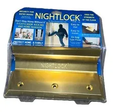NEW Door Barricade NIGHTLOCK Security Lock Bright Brass Finish NEW “ READ”