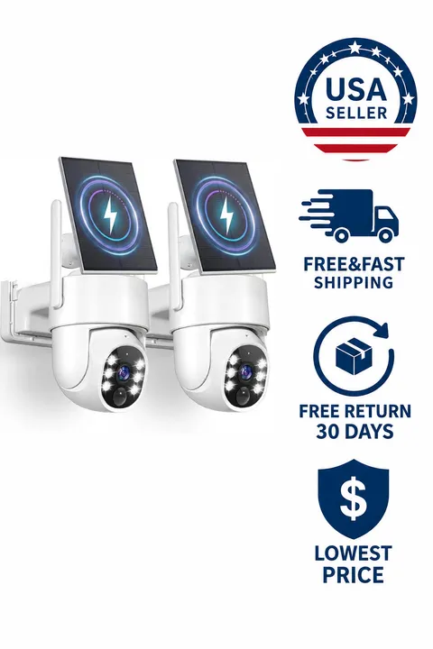 2pc 5G Solar Security Cameras Wireless Outdoor, 2K Cameras for Home Security 
