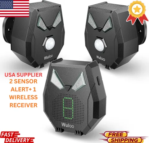 Solar Wireless Driveway Alarm Outdoor Motion Sensor 2000Ft Range 2 Sensors Alert