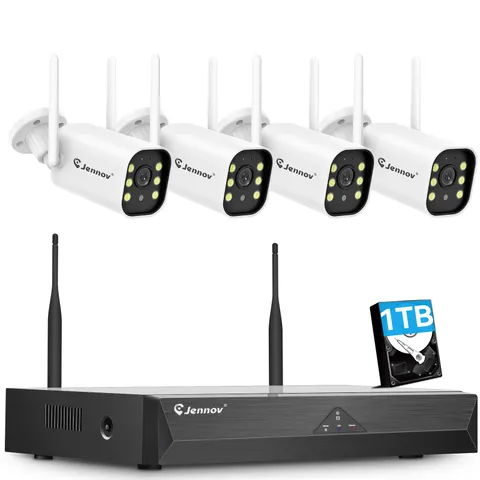 JENNOV 5MP 10CH WiFi NVR Security Camera System Outdoor Motion Detection 1TB