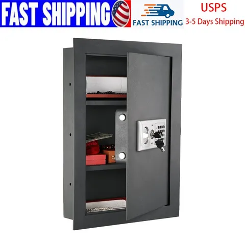 White In Wall Safe Digital Keypad Lock With 2 Manual Override Keys For Valuables
