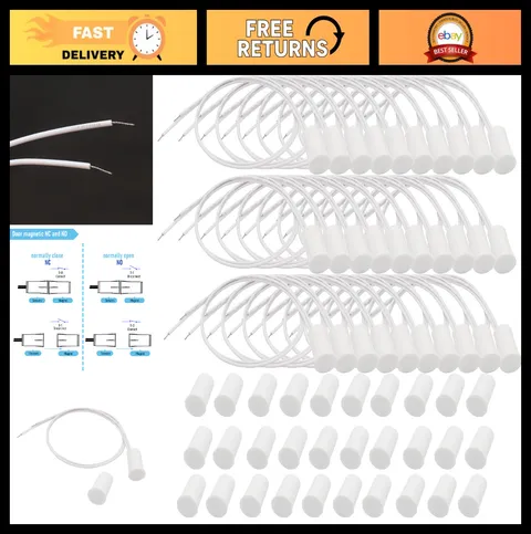 30PCS Wired Security Window Door Contact Sensors, NC Magnetic Reed Switch, 2 Wir