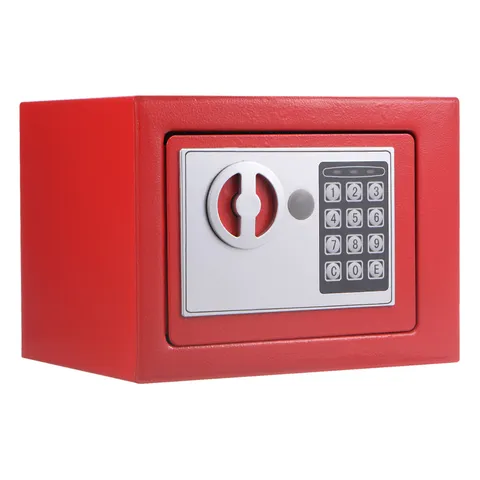 Safe Box with Combination Lock Alarm System for Money Security Red