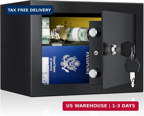 WASJOYE Home Small Safe Box - Key Lock Coffre Fort Steel High Security Safety Bo