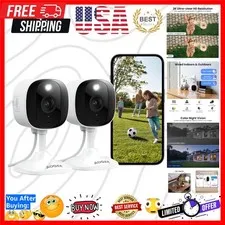 2K Cameras for Home Security, Indoor/Outdoor, Full Color, C1 2Pack | 2.4G Wir...