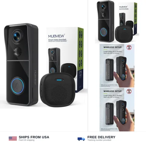 MUBVIEW Doorbell Camera Wireless with Chime, Video Doorbell - No Subscription...