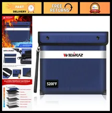 Fireproof Document Bag 5200°F, Water-Resistant Zipper Pouch, 8-Layer Insulation,