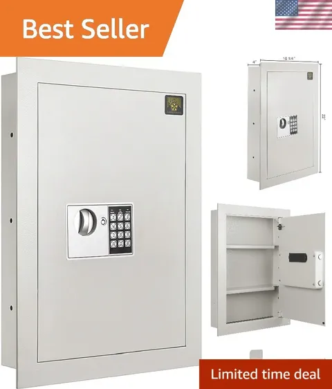 In-Wall Safe with Keypad and 2 Manual Override Keys - Protect Money, Jewelry,...